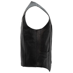 Hot Leathers VSM1014 Men's Motorcycle Black Heavyweight Leather Biker Vest with Inside Pocket