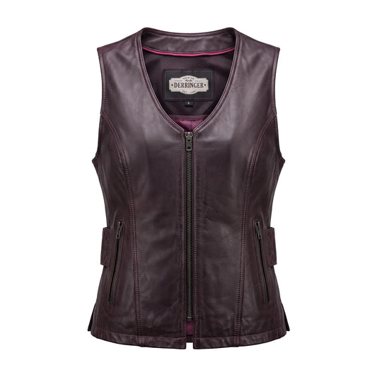Betty - Women's Purple Lambskin Leather Motorcycle Vest