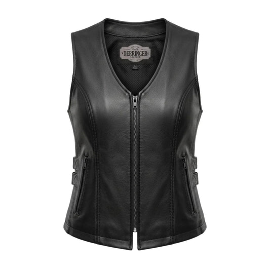 Midnight Cowgirl - Women's Lambskin Leather Motorcycle Vest