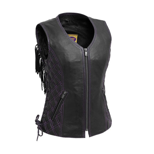 FIL581CDM-Bandida Women's Motorcycle Leather Vest