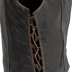 Cindy - Women's Motorcycle Leather Vest Brown Beige