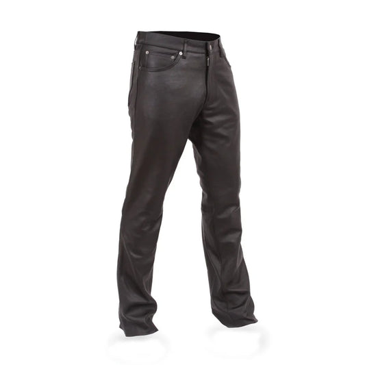 FIM833CFD-BLK-Commander Men's Leather Motorcycle Pants