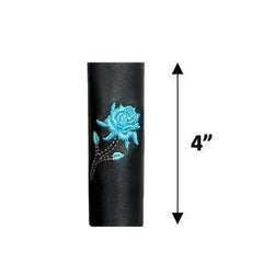 Black cowide Leather teal rose