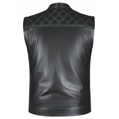 Green Diamond - Unik Men's Premium Leather Diamond Stitch Club Vest