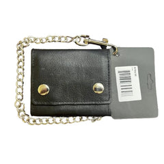 Small Black Trifold Biker Chain Wallet