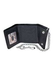 Small Brown Trifold Leather Biker Chain Wallet