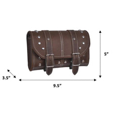 Toolbag, Double Strap - Brown Studded- Leather Tool Bag
