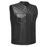 White Diamond - Men's Premium Leather Diamond Stitch Club Vest