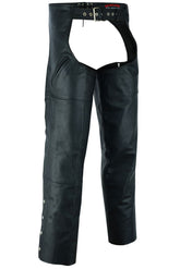 Leather Guard Unisex leather motorcycle chaps - Black