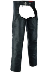 Leather Guard Unisex leather motorcycle chaps - Black