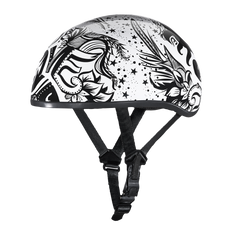 DOT Approved Daytona Motorcycle Half Face Helmet - Skull Cap Graphics for Men & Women, Scooters, ATVs, UTVs & Choppers - W/ Lovesee
