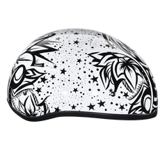 DOT Approved Daytona Motorcycle Half Face Helmet - Skull Cap Graphics for Men & Women, Scooters, ATVs, UTVs & Choppers - W/ Lovesee