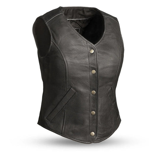 FIL565RCSL-Derringer Women's Motorcycle Leather Vest