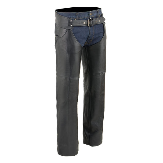 Event Leather EL1101 Men's Black Leather Classic Chaps with Jean Pockets