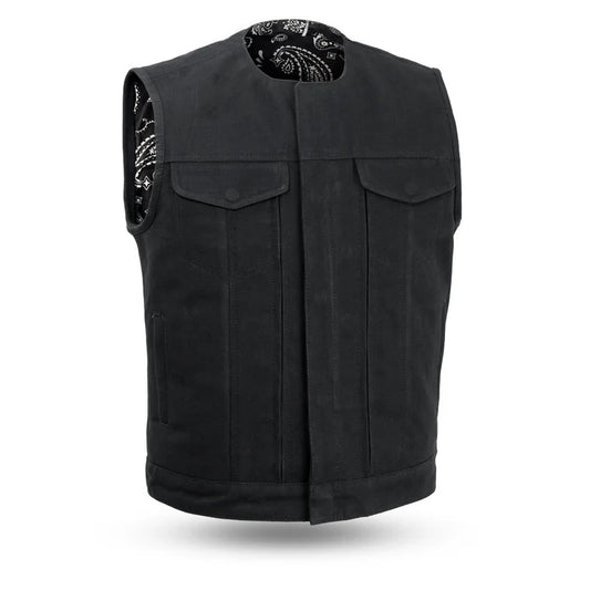 FIM633CNVS-BLK-Fairfax V2 Men's Motorcycle Canvas Vest