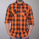 Hot Leathers FLM2007 Men's Orange and Black Long Sleeve Flannel Shirt
