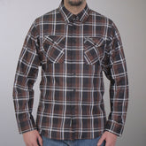 Hot Leathers FLM2008 Men's Brown Black and White Long Sleeve Flannel Shirt