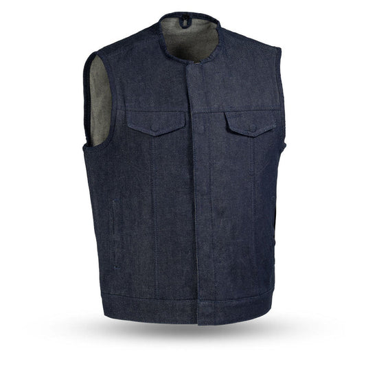 FIM634DM-Haywood Men's Motorcycle Denim Vest
