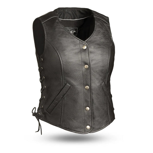 FIL566CSL-Honey Badger Women's Motorcycle Leather Vest
