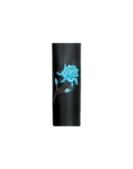 Black cowide Leather teal rose