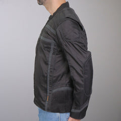Hot Leathers JKM1023 Men's Black Biker High Visibility Nylon Motorcycle Jacket with Concealed Carry Pocket