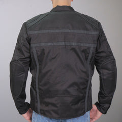 Hot Leathers JKM1023 Men's Black Biker High Visibility Nylon Motorcycle Jacket with Concealed Carry Pocket