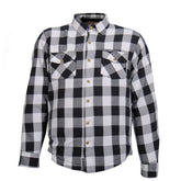 Hot Leathers JKM3005 Men's Motorcycle White and Black Armored Flannel Biker Jacket