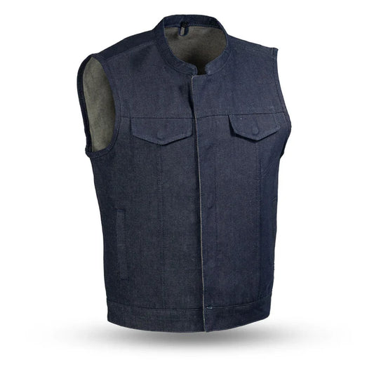 FIM691DM-BLU-Kershaw Men's Motorcycle Denim Vest
