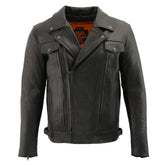 Milwaukee Leather LKM1720 Men's Black Premium Leather Motorcycle Vented Leather Jacket with Multi-Utility Pockets