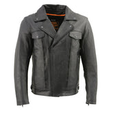 Milwaukee Leather LKM1760 Men's Black Leather Motorcycle Riders Jacket with Multi-Utility Pockets