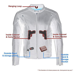 Milwaukee Leather LKM1765 Men's Black Leather Racer Style Side Laced Motorcycle Jacket with Ventilation System
