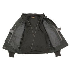 Milwaukee Leather LKM3714 Men's Black Club Style '2 in 1' Zipper Leather Vest with Removable Full Sleeve Hoodie