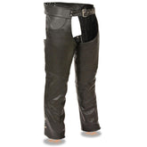Milwaukee Leather Chaps for Men's Black Premium Leather- Classic Jean Style Pockets Motorcycle Riders Chap- LKM5781