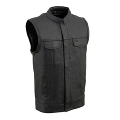 Milwaukee Leather LKY3850 Youth Size Black Leather Open Neck Club Style Motorcycle Riders Vest
