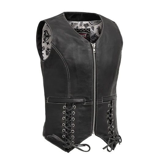 FIL578CDM-Love Lace Women's Motorcycle Leather Vest