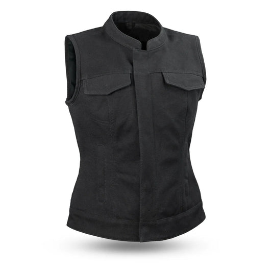 FIL516CNVS-Ludlow Women's Motorcycle Canvas Vest