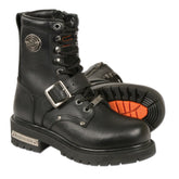 Milwaukee Leather MBL201 Women's Black Leather Lace-Up Motorcycle Rider Boots with Buckles