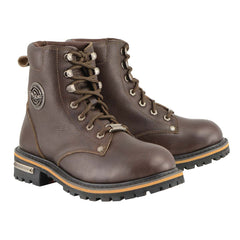 Milwaukee Leather Women's Dark Brown Leather Outdoors Lace-Up Boots for Bikers Casual MBL9308
