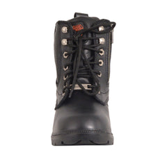 Milwaukee Leather MBL9321WP Women's Black Waterproof Lace-Up Motorcycle Biker Rider Boots with Side Zipper