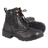 Milwaukee Leather MBL9321WP Women's Black Waterproof Lace-Up Motorcycle Biker Rider Boots with Side Zipper