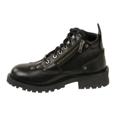 Milwaukee Leather MBL9335 Women's Premium Black Leather Low Cut Lace-Up Motorcycle Riding Boots with Zipper Closure