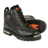 Milwaukee Leather MBM103 Men's Black Leather Lace-Up Motorcycle Boots with Dual Side Zipper Entry