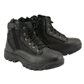 Milwaukee Leather Men's 6-inch Black Leather Swat Style-Tactical Lace-Up Biker Boots with Side Zippers MBM9011
