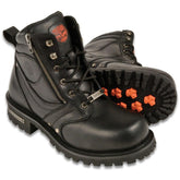 Milwaukee Leather Men's Black Leather 6-inch Lace-Up Motorcycle Biker Rider Boots with Zipper Closure MBM9050