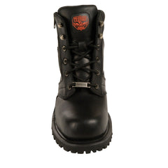 Milwaukee Leather Men's Black Leather 6-inch Lace-Up Motorcycle Biker Rider Boots with Zipper Closure MBM9050