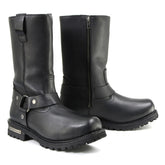Milwaukee Leather Men's Black Waterproof Boots 11-inch Wide Width Square Toe with Harness and Zipper MBM9061WP