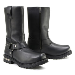 Milwaukee Leather Men's Black Waterproof Boots 11-inch Wide Width Square Toe with Harness and Zipper MBM9061WP