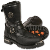 Milwaukee Leather Men's Black Leather Classic Engineer Motorcycle Boots with Reflective Piping & Gear Shift Protection MBM9070