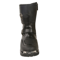 Milwaukee Leather Men's Black Leather Classic Engineer Motorcycle Boots with Reflective Piping & Gear Shift Protection MBM9070