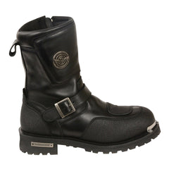 Milwaukee Leather Men's Black Leather Classic Engineer Motorcycle Boots with Reflective Piping & Gear Shift Protection MBM9070